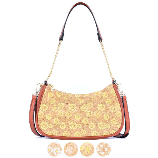 Bohemian Chic Printed Cork & Brown PU Leather Crossbody Bag BAG-2336-FGHI
