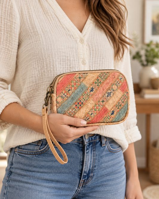 Natural Cork Clutch with Wrist Strap BAGF-059