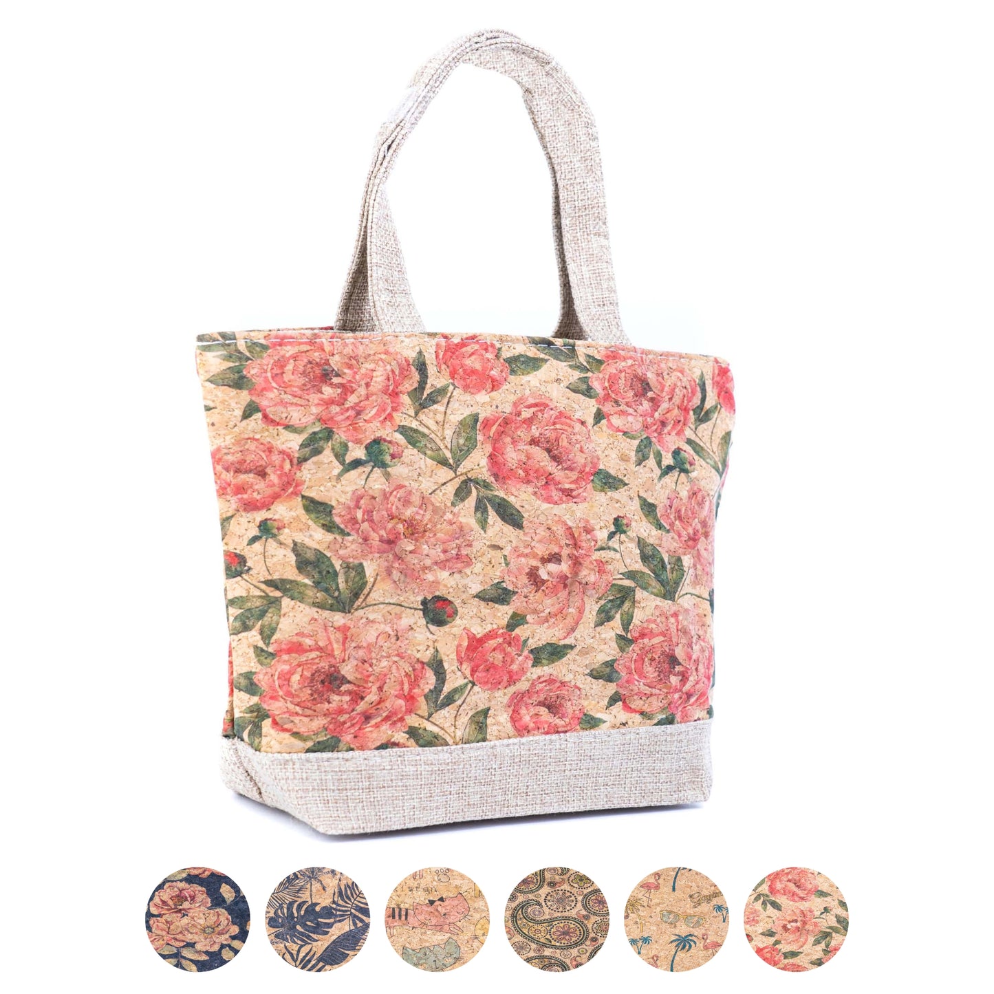 Small Cork Tote Handbag with Zipper BAG-2380
