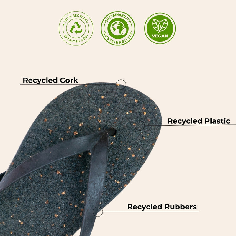 Eco-Friendly Recycled Cork and Rubber Flip-Flops L-1083-A