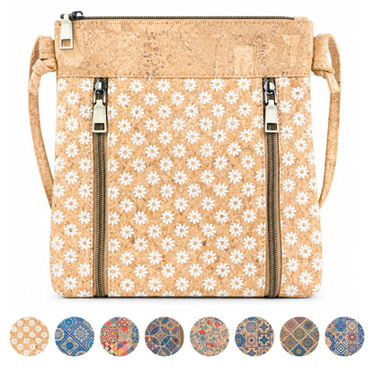 Cork Crossbody Bag with Vertical Front Zips | BAGD-668