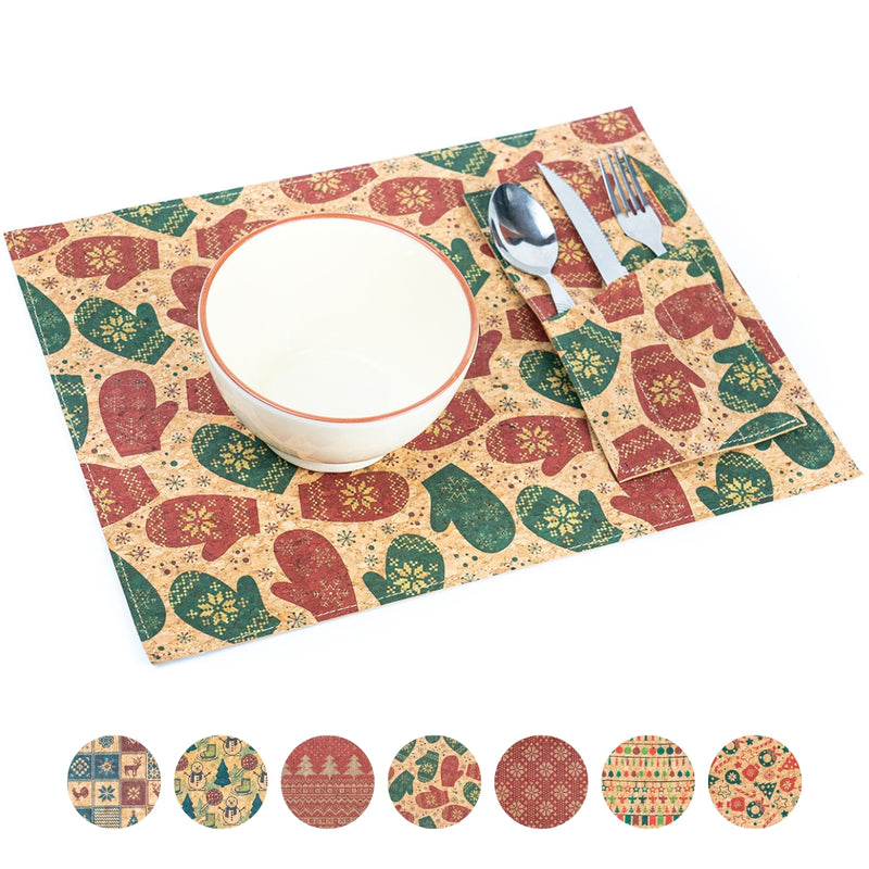 Christmas Cork Placemats and Cutlery Pockets Set – (Limited Edition) L-1094(8units)