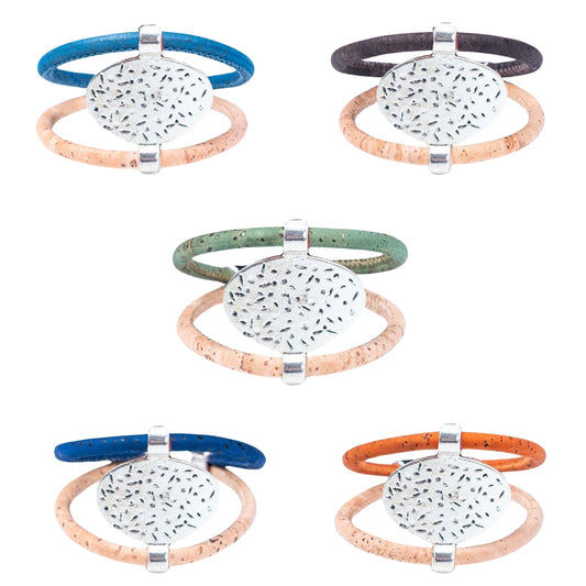 5 colors of cork wire and alloy accessories handmade fashion bracelets  BR-233-MIX-5