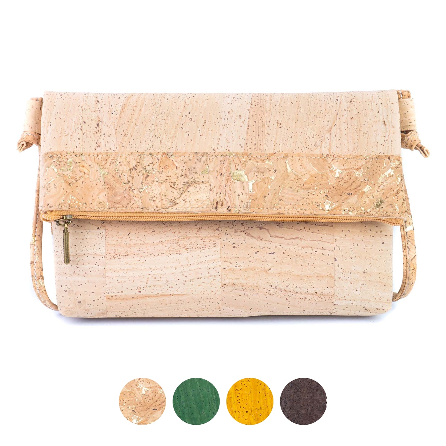 Cork Crossbody Bag with Zipper - Vegan Shoulder Bag BAGP-355