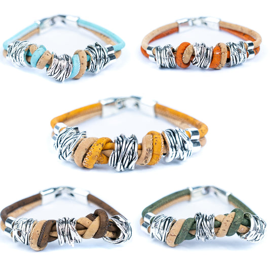 Colorful cork vegan handmade jewelry BR-220-MIX-5