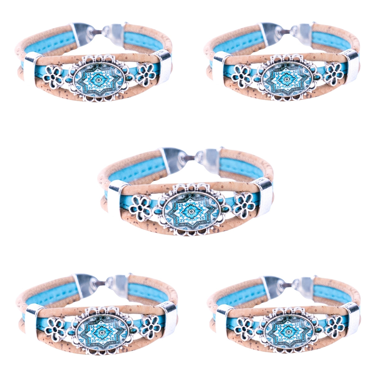 Natural Handmade Vegan cork bracelet pattern jewelry BR-466-5