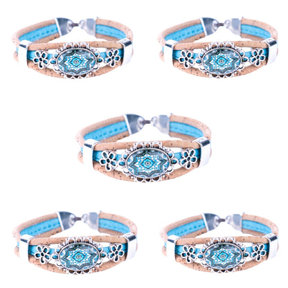 Natural Handmade Vegan cork bracelet pattern jewelry BR-466-5