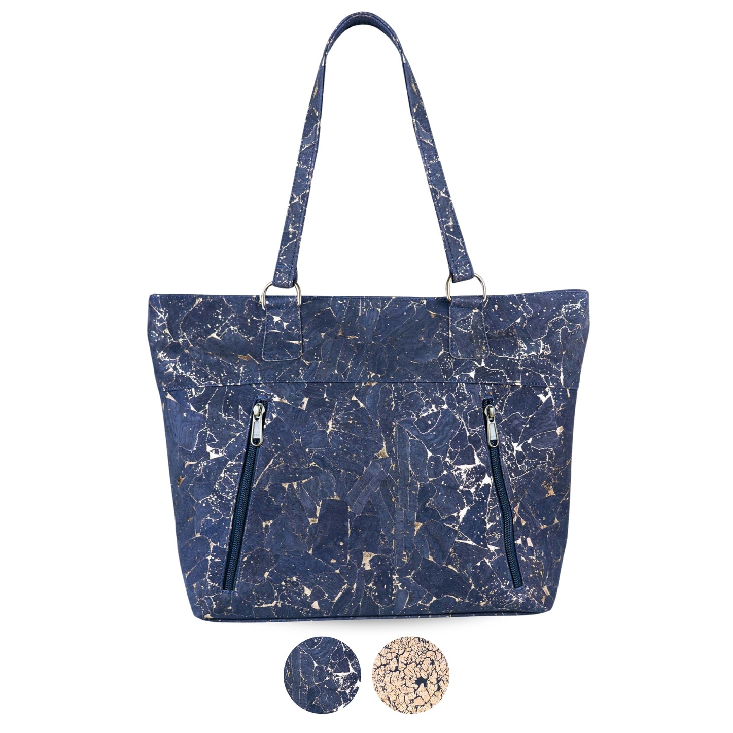 Eco-Friendly Cork Tote Bag with Marble Print - Vegan Leather Shoulder Bag BAGP-340
