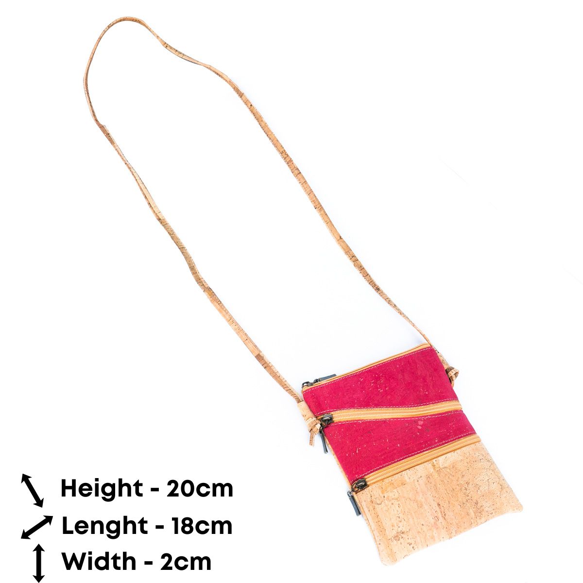 Solid Color Block Triple Zip Women's Cork Crossbody Bag BAGP-03