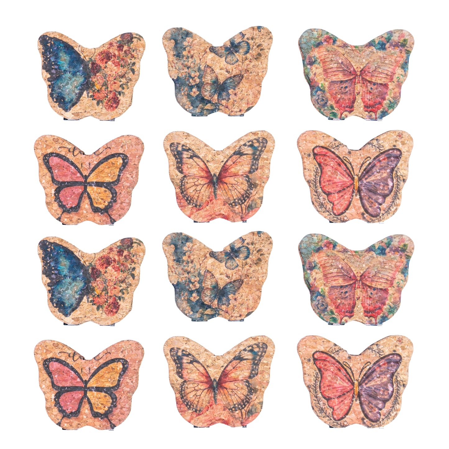 Butterfly-Shaped Natural Cork Compact Mirror L-1180-12