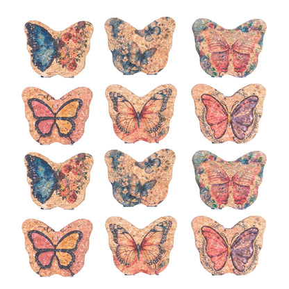 Butterfly-Shaped Natural Cork Compact Mirror L-1180-12