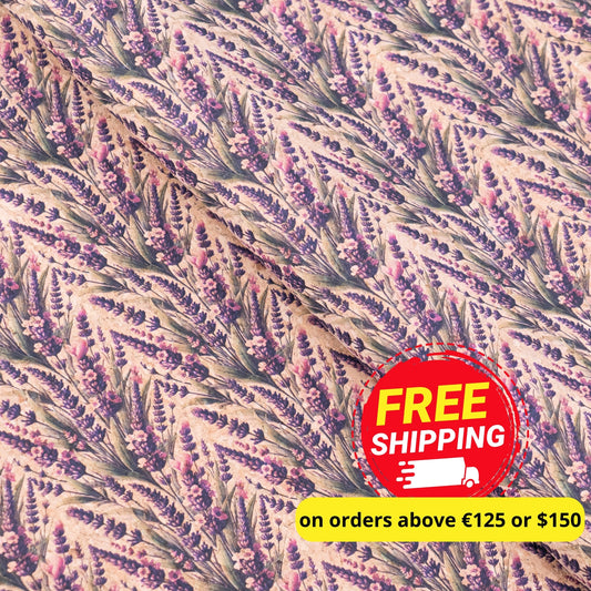 Vintage Lavender Field Pattern Cork Fabric COF-767