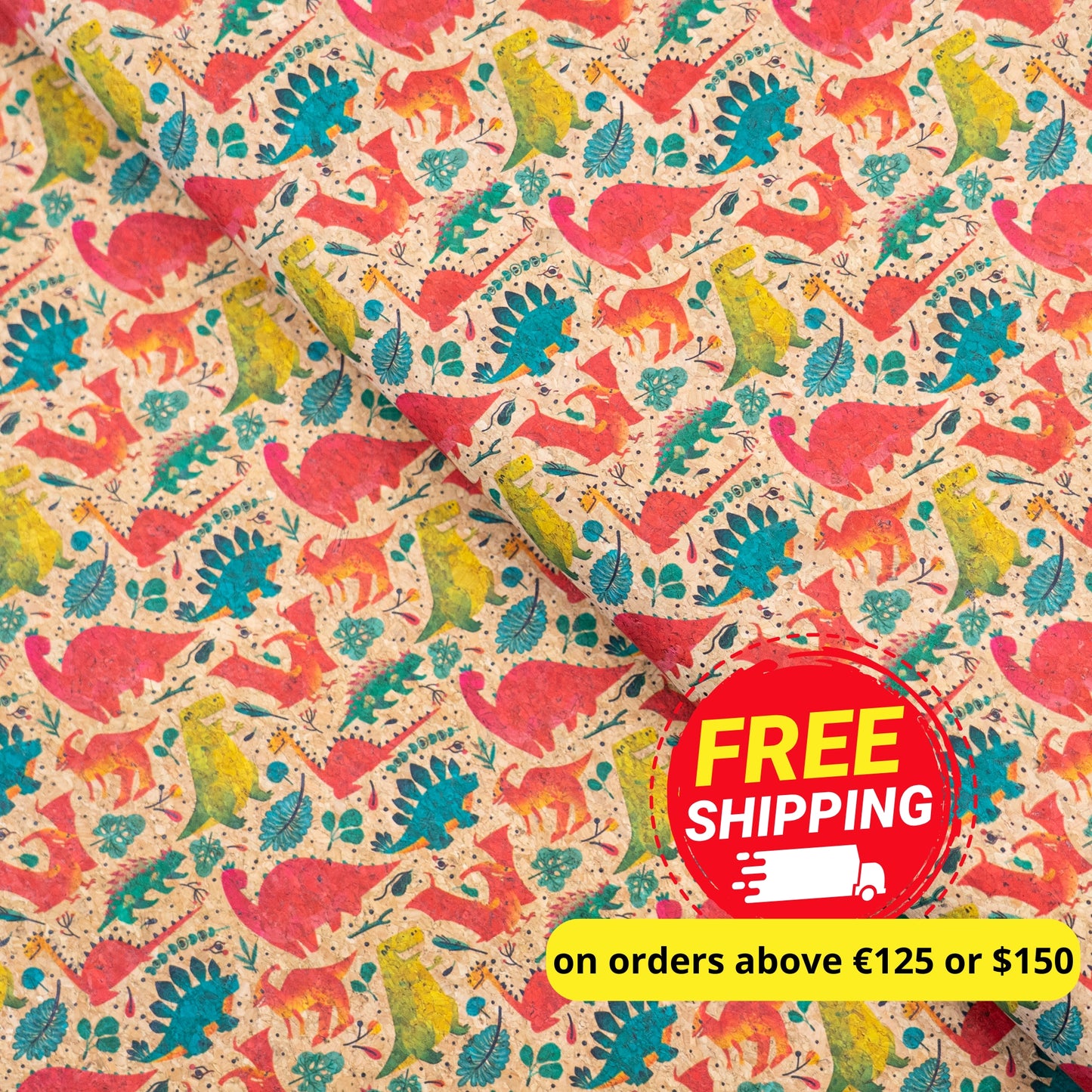 Dinosaur Print Cork Fabric COF-22