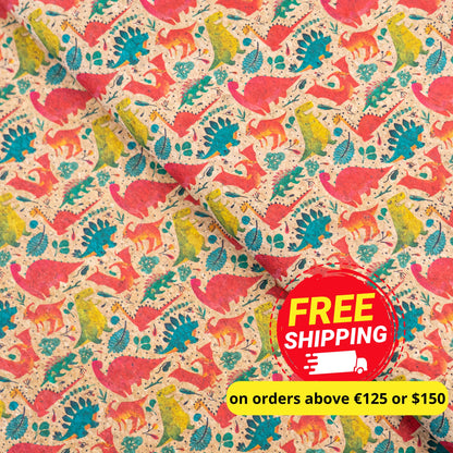 Dinosaur Print Cork Fabric COF-22