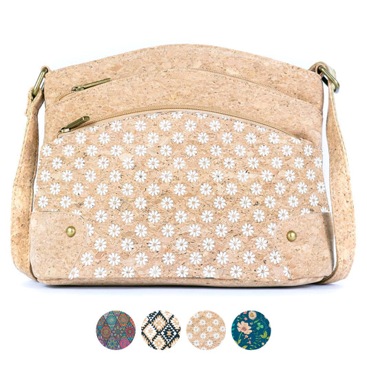 Three-Line Zipper Women's Cork  Crossbody Bag BAG-2284