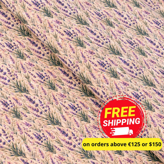 Soft Meadow Lavender Pattern Cork Fabric COF-768