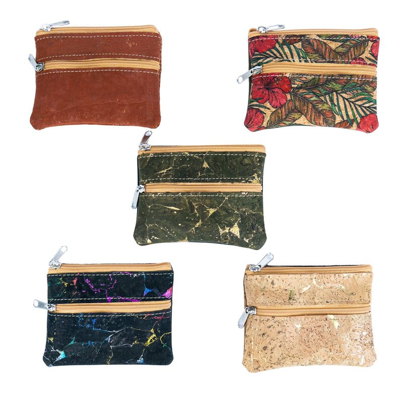 Compact Natural Cork Coin Purse BAGP-333 (5 Units) RANDOM PATTERN