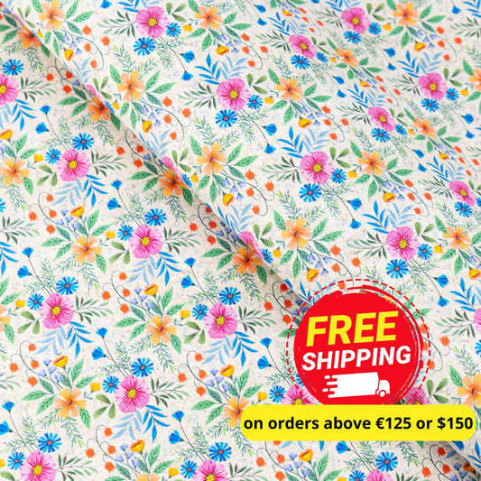 Multicolor Floral Cork Fabric  COF-632