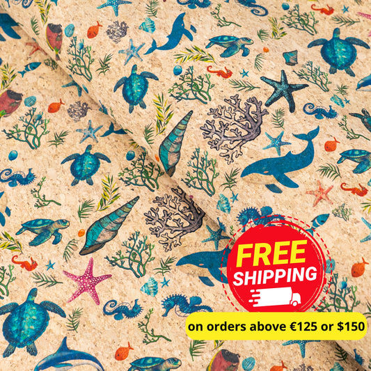 Ocean Animals Cork Fabric COF-633