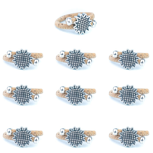 Portuguese Handmade Cork Ring Set | Sunflower  Alloy Accessories |R-004-10