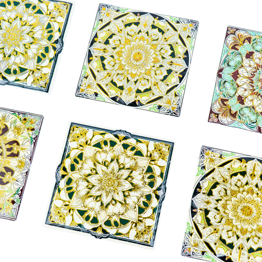 Mandala Ceramic Coasters with Cork Backing L-1138-12