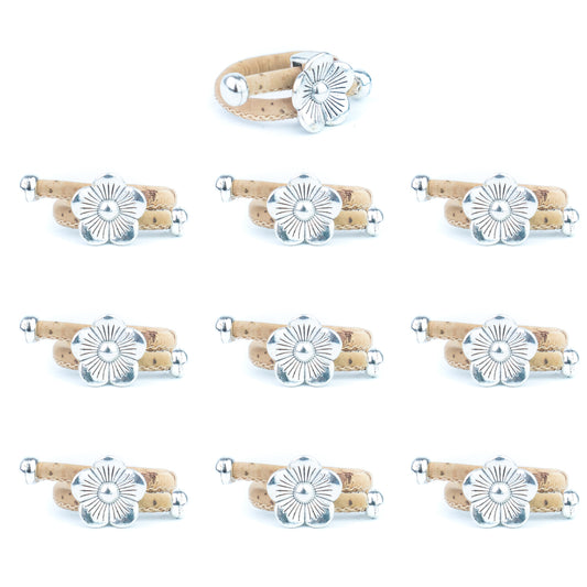 Portuguese Handmade Cork Ring Set | Flower  Alloy Accessories |R-005-10