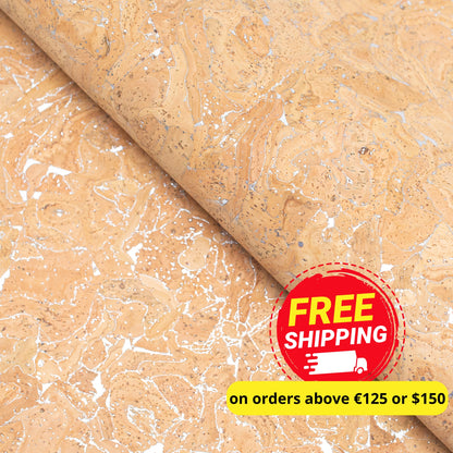 Natural Cork Fabric with Silver Veins COF-364-A