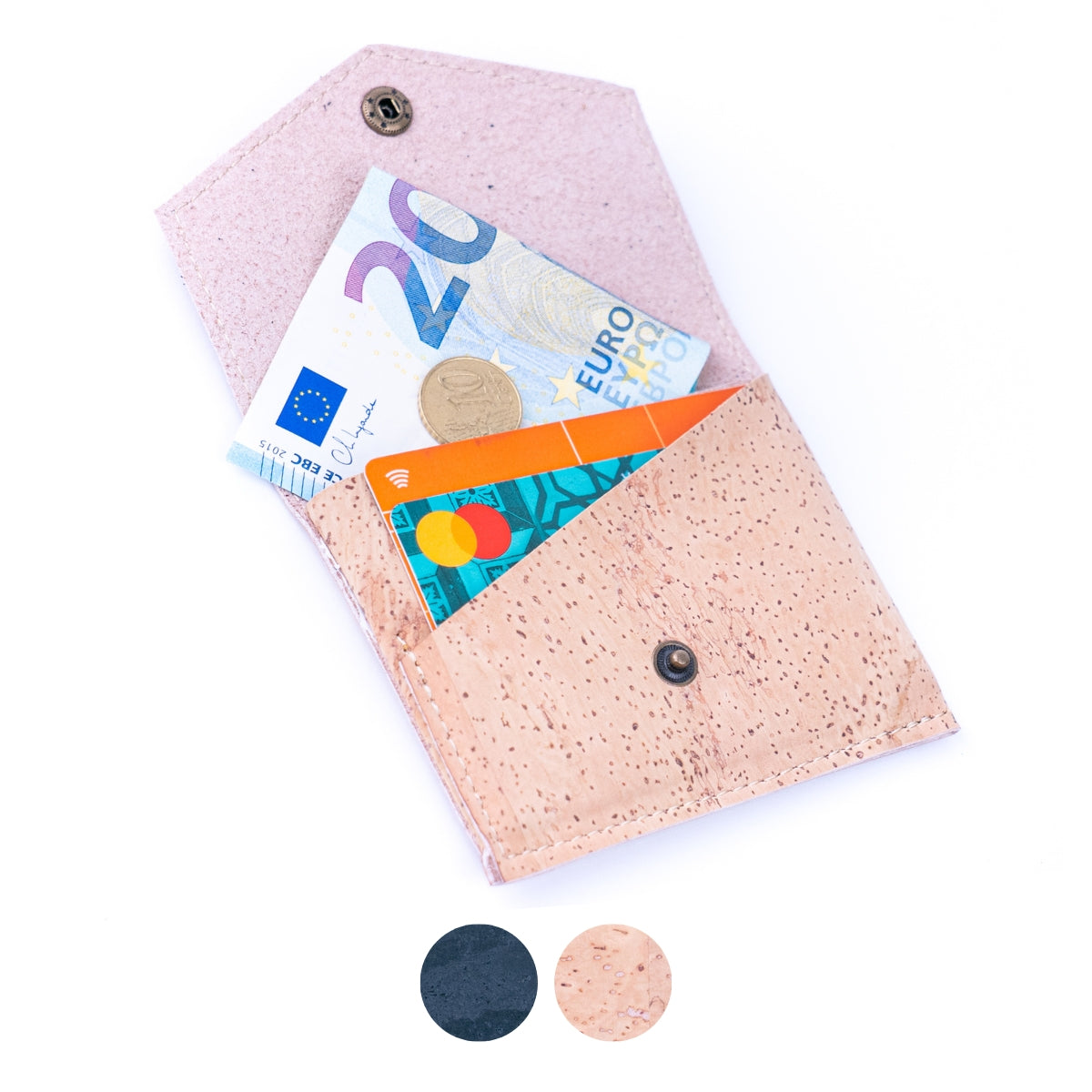 Men’s Cork Card Wallet – Natural & Black Cork BAGP-298AB（5units）