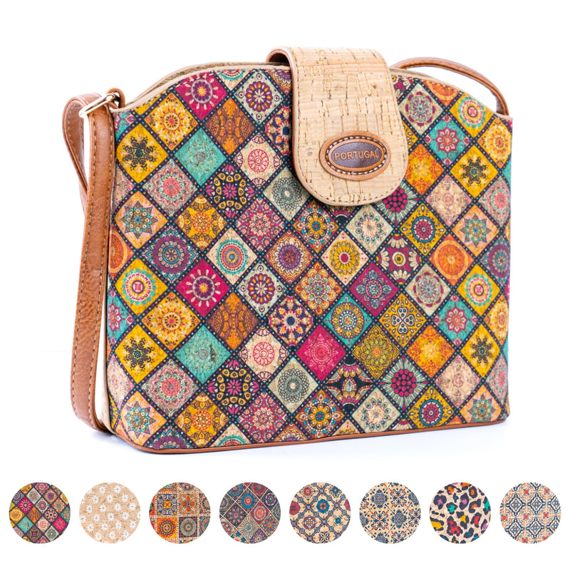 Floral Printed Cork Crossbody Bag BAGD-597