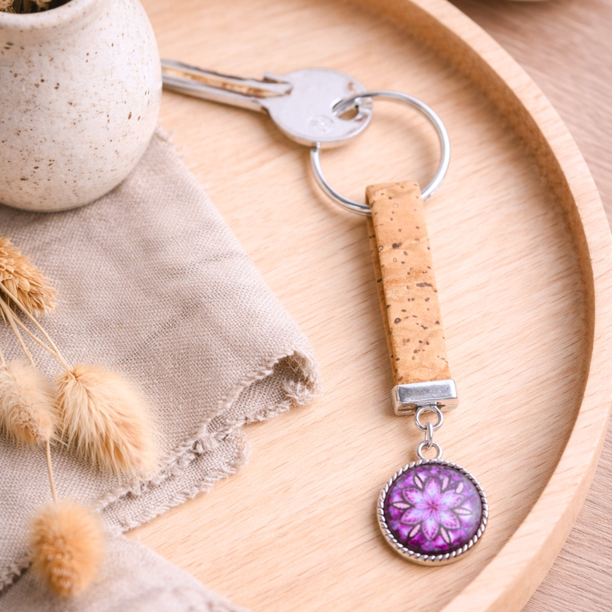 Natural cork Portuguese handmade keychain I-005-MIX-10