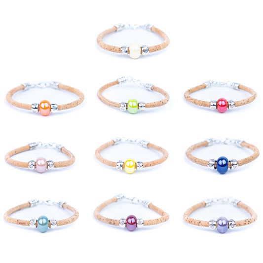 10 units Natural With Colored ceramic beads handmade Women Bracelet BR-009-MIX-10