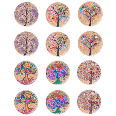 Printed Cork Compact Mirror - Tree of Life Design (12-Pack)L-1087