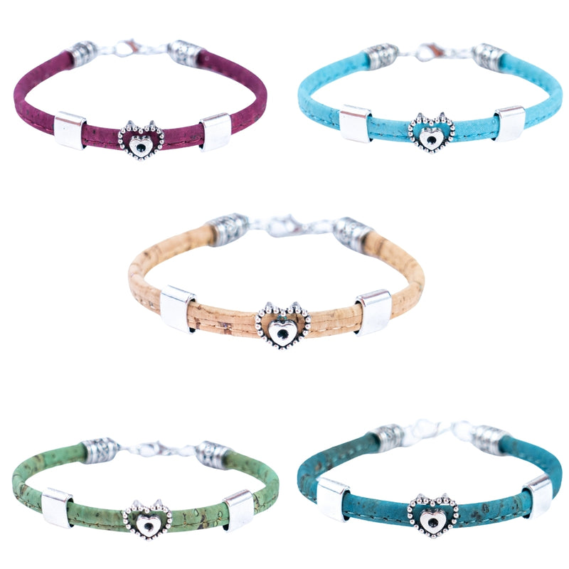 5mm flat Colored cork line and alloy hardware handmade women&