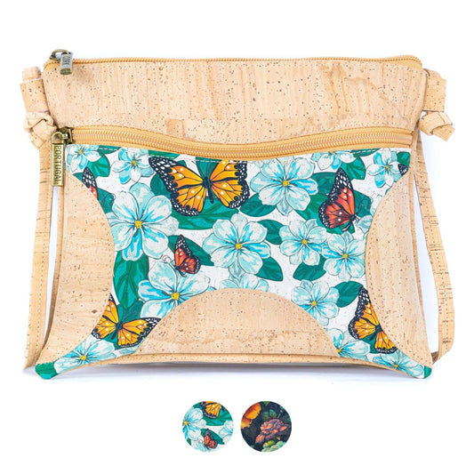 Butterfly & Floral Print Cork Crossbody Bag BAGP-323