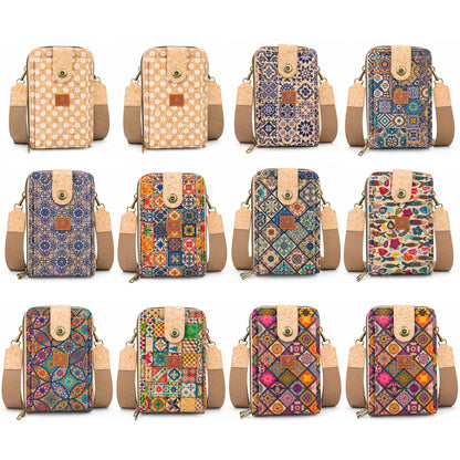 12 UNITS - Cork Crossbody Bag with Front Pocket BAGD-671-MIX-12