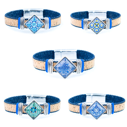 Portuguese Tile Cork Bracelet – Unisex Magnetic Clasp  DBR-064-MIX-5