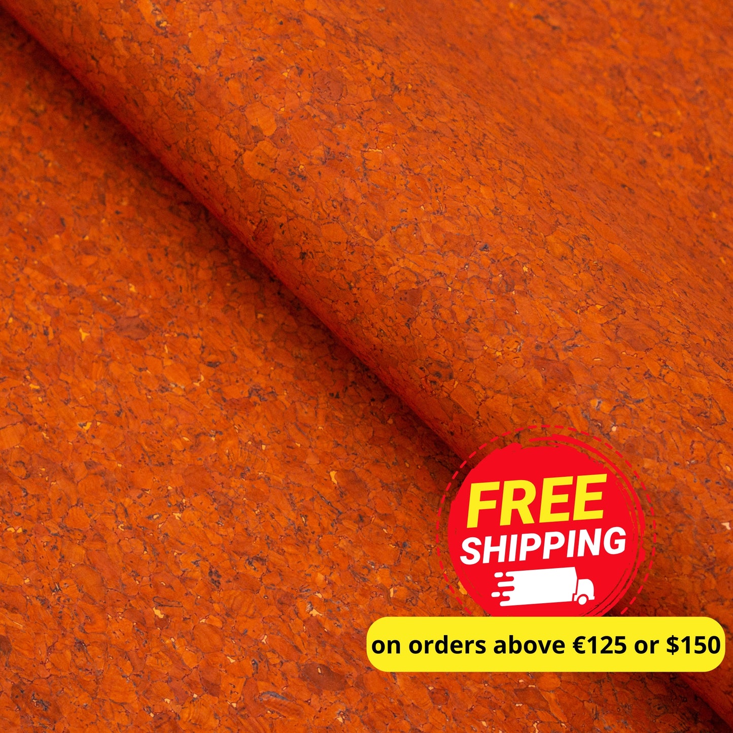 Agglomerate Orange Portuguese cork fabric COF-359