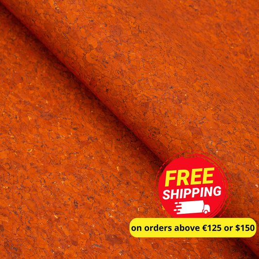 Agglomerate Orange Portuguese cork fabric COF-359