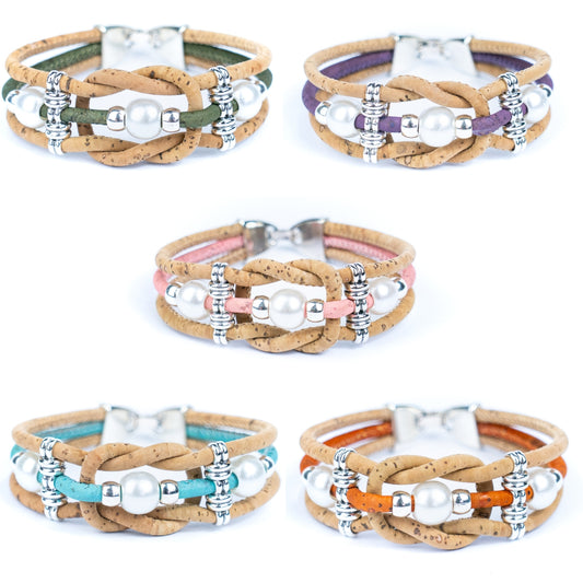 Colorful cork vegan handmade jewelry BR-477-MIX-5