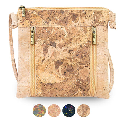 Slim Cork Crossbody Bag with Three Zipped Compartments BAGP-394