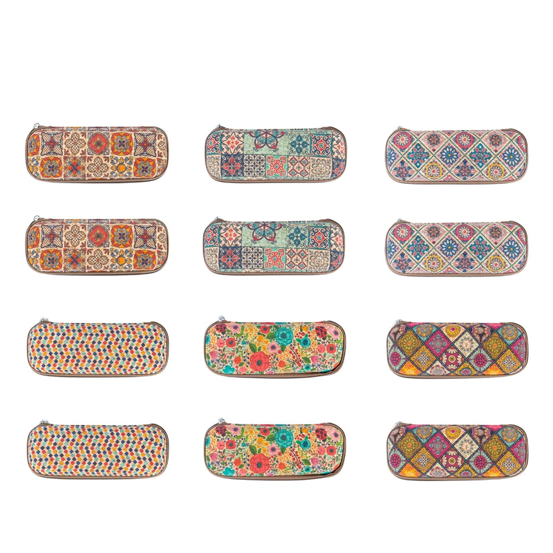 Zipper Cork Glasses Case – Protective Pouches L-035-MIX-12 (12 Units)