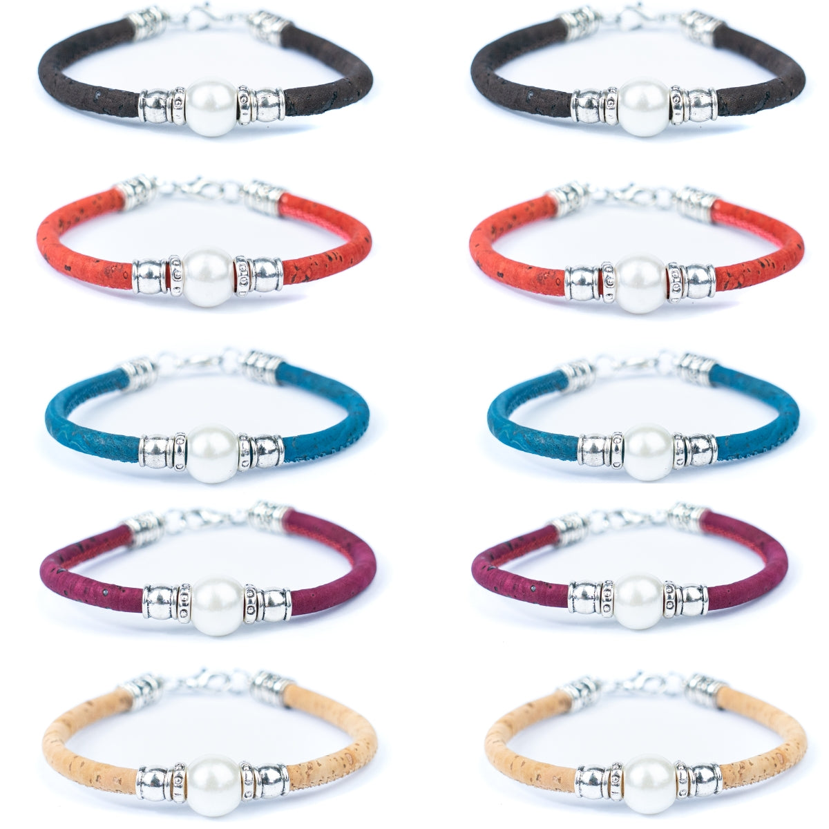 10 units Natural With plastic Pearl Beads Women Bracelet BR-100-MIX-10