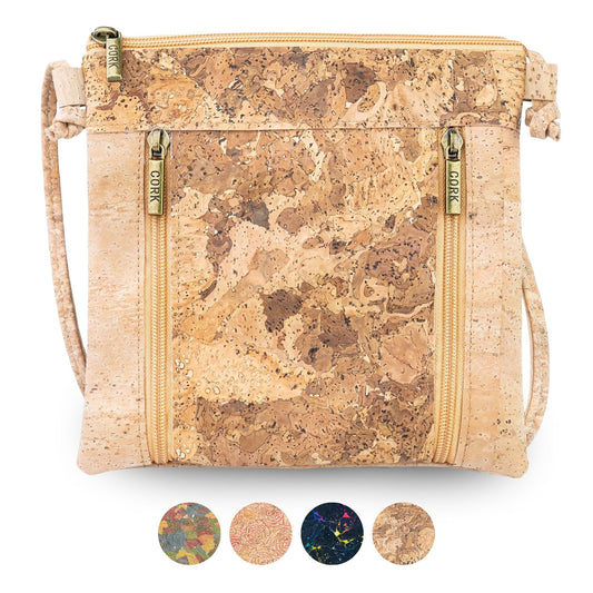Slim Cork Crossbody Bag with Three Zipped Compartments BAGP-394