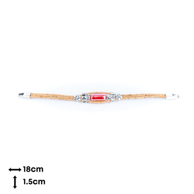 2mm Natural Cork with Ceramic Long Beads handmade bracelet   BR-478-MIX-5