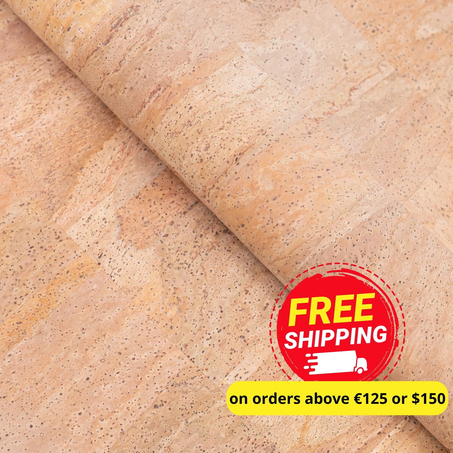 Extra Thick Natural Cork Fabric with Microfiber Backing | 1.4 mm Vegan Leather COF-689