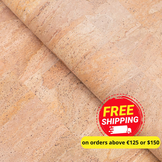 Extra Thick Natural Cork Fabric with Microfiber Backing | 1.4 mm Vegan Leather COF-689