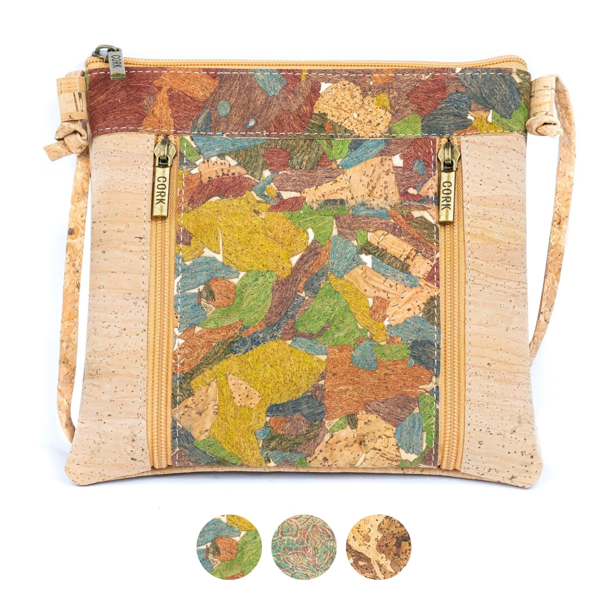 Cork Crossbody Bag with Dual Front Zippers BAGP-319