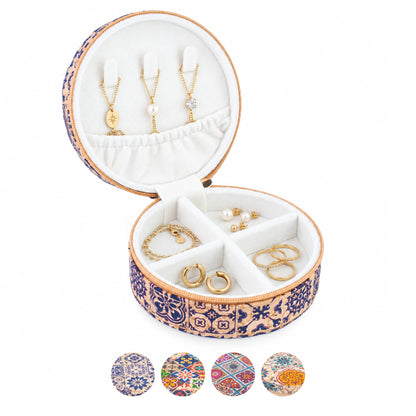 Round Tile Cork Jewelry Box L-1226
