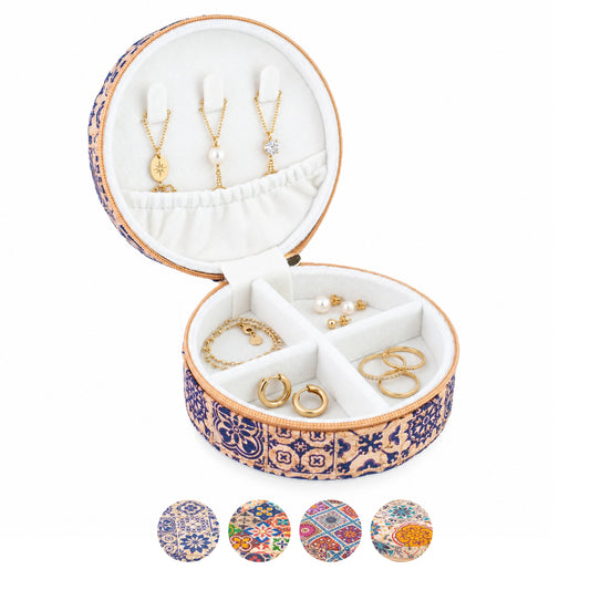 Round Tile Cork Jewelry Box L-1226