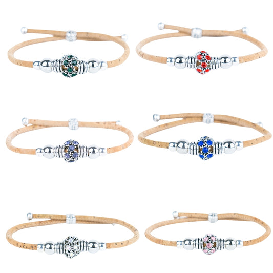 3mm round natural cork wire and alloy hardware handmade women's bracelet DBR-006-MIX-6